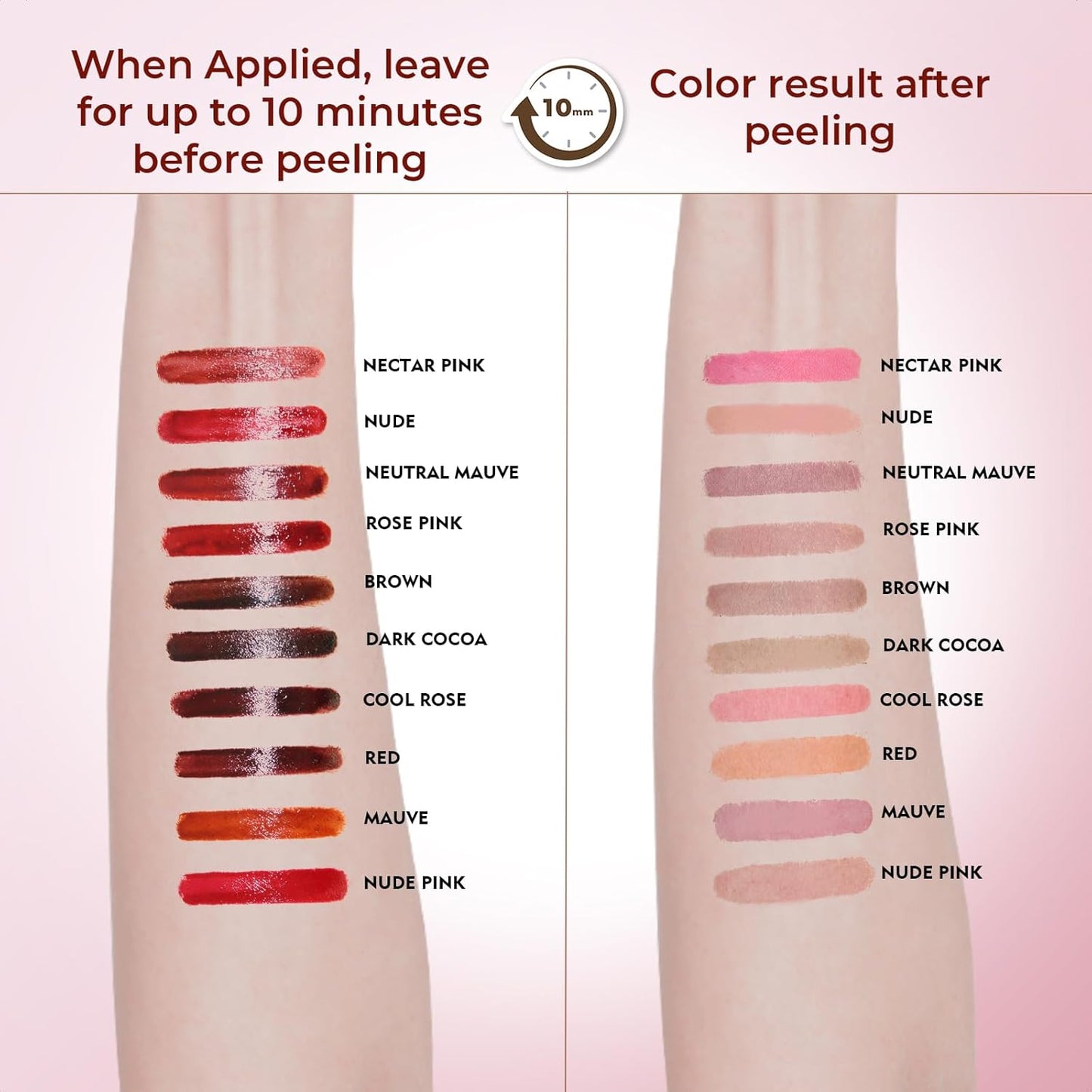 Lip Liner Stain Peel Off with Tweezer, Long Lasting Matte Lip Tattoo, Highly Pigmented Color Lip Makeup, Waterproof, Transfer-proof Lipstain for Women, for All Skin Types Cool Rose