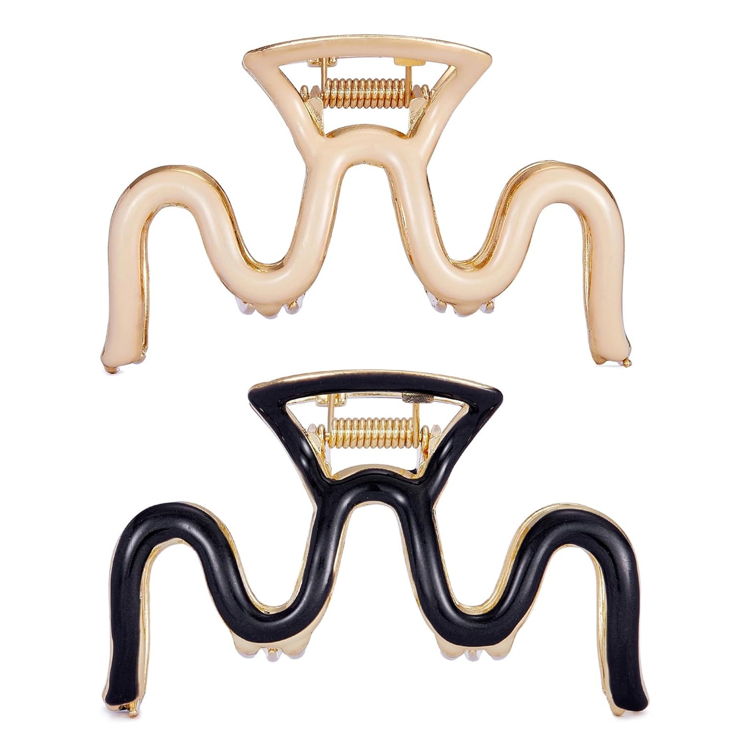 Large Metal Hair Claw Clips, 2 Pack 3.3 Inch Black Hair Jaw Clips for Thick Curly Hair, Non-Slip Big Hair Clamp Fashion Hair Accessories for Women, Girls