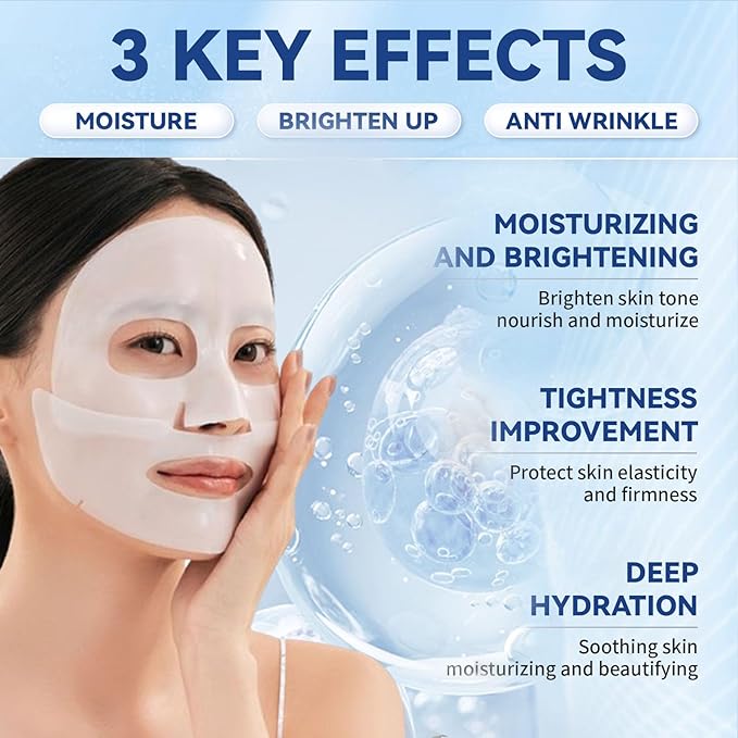 Deep Collagen Anti Wrinkle Lifting Mask, Collagen Mask, Deep Hydrating Firming Overnight Hydrogel Mask, Pore Minimizing, Elasticity Improvement(5PCS)