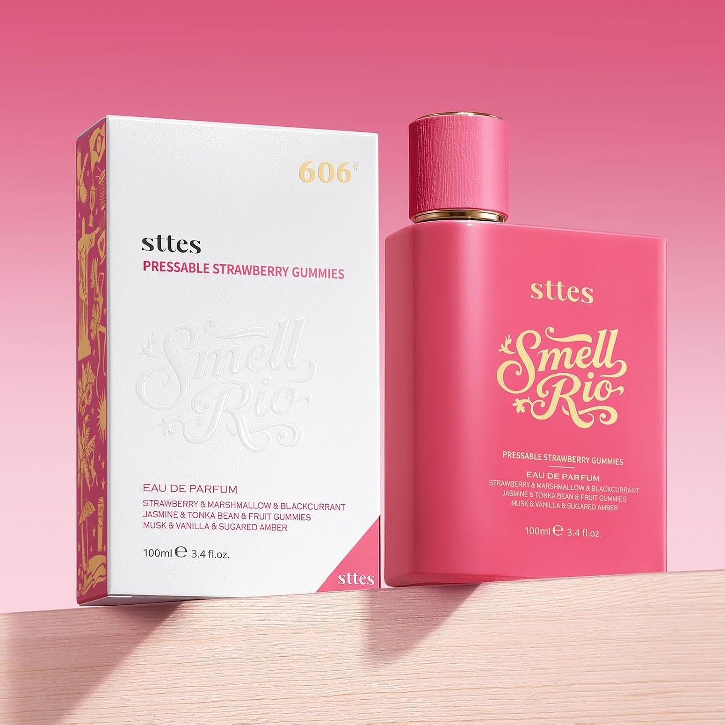 Sttes Perfume 606# Hair Perfume for Women – Long-Lasting Strawberry, Candy, Vanilla & Marshmallow Gourmand Fragrance Eau de Parfum 100ml (3.4 fl oz) – Pressable Strawberry Gummies