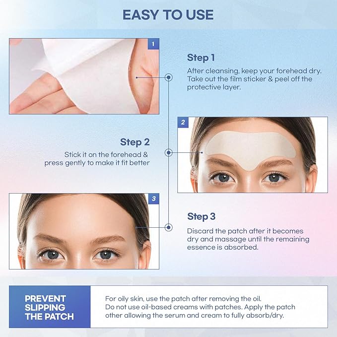 Anti Forehead Wrinkle Patches: Anti Wrinkle Facial Patches overnight- Forehead Wrinkles Treatment 144 pcs (Blue(12pcs))