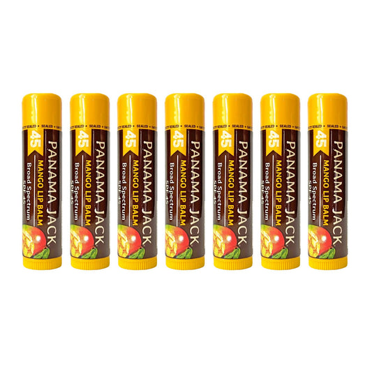 Panama Jack Sunscreen Lip Balm - SPF 45, Broad Spectrum UVA-UVB Sunscreen Protection, Prevents & Soothes Dry, Chapped Lips, Mango, 7-pack