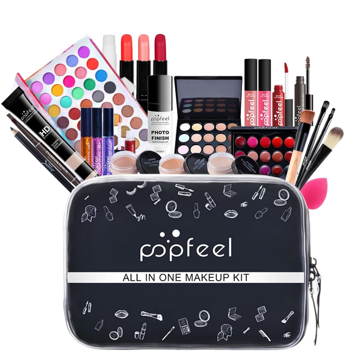 FantasyDay All-in-one Makeup Set Holiday Gift | Full Makeup Kit for Women Essential Starter Bundle Include Eyeshadow Palette Lipstick Blush Cream Concealer Face Powder Eyeliner Mascara Lipgloss Brush