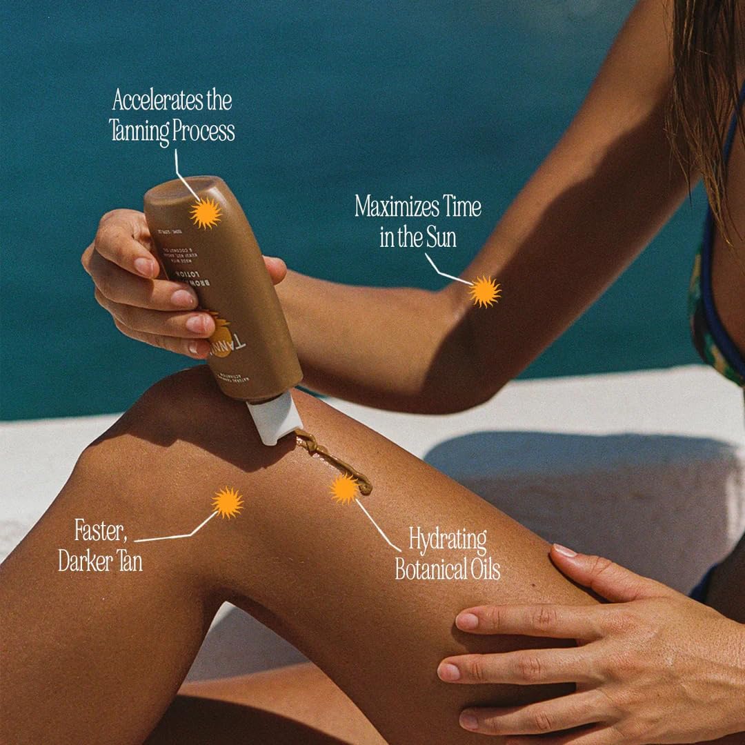 Tanning Club - Browning Lotion - Sun Tanning Accelerator with Kukui Nut, Argan, and Coconut Oils - Botanical Formula for Dark Tan - 150 mL