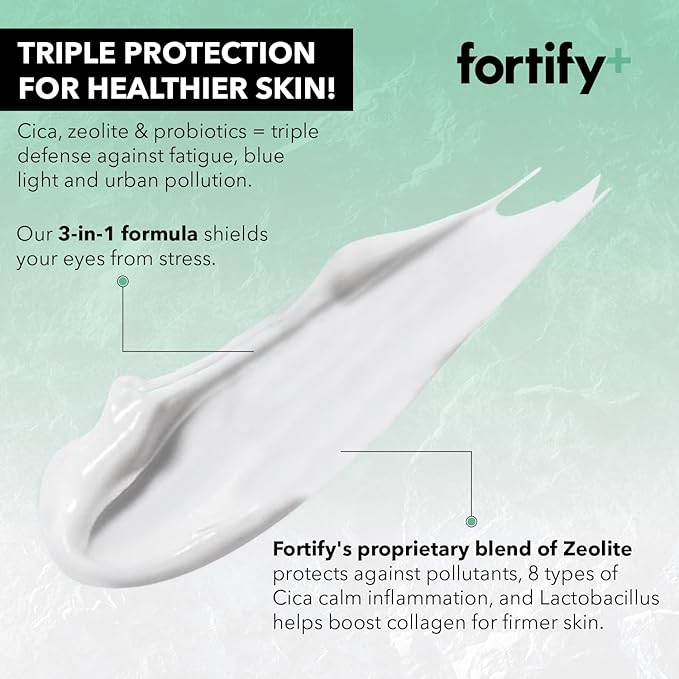 Fortify 9-in-1 Natural Skincare Eye Cream - De-Puffing & Protecting, Dermatologist Tested - Hydrates & Refreshes, Made in Korea - 30ML (1 Pack)
