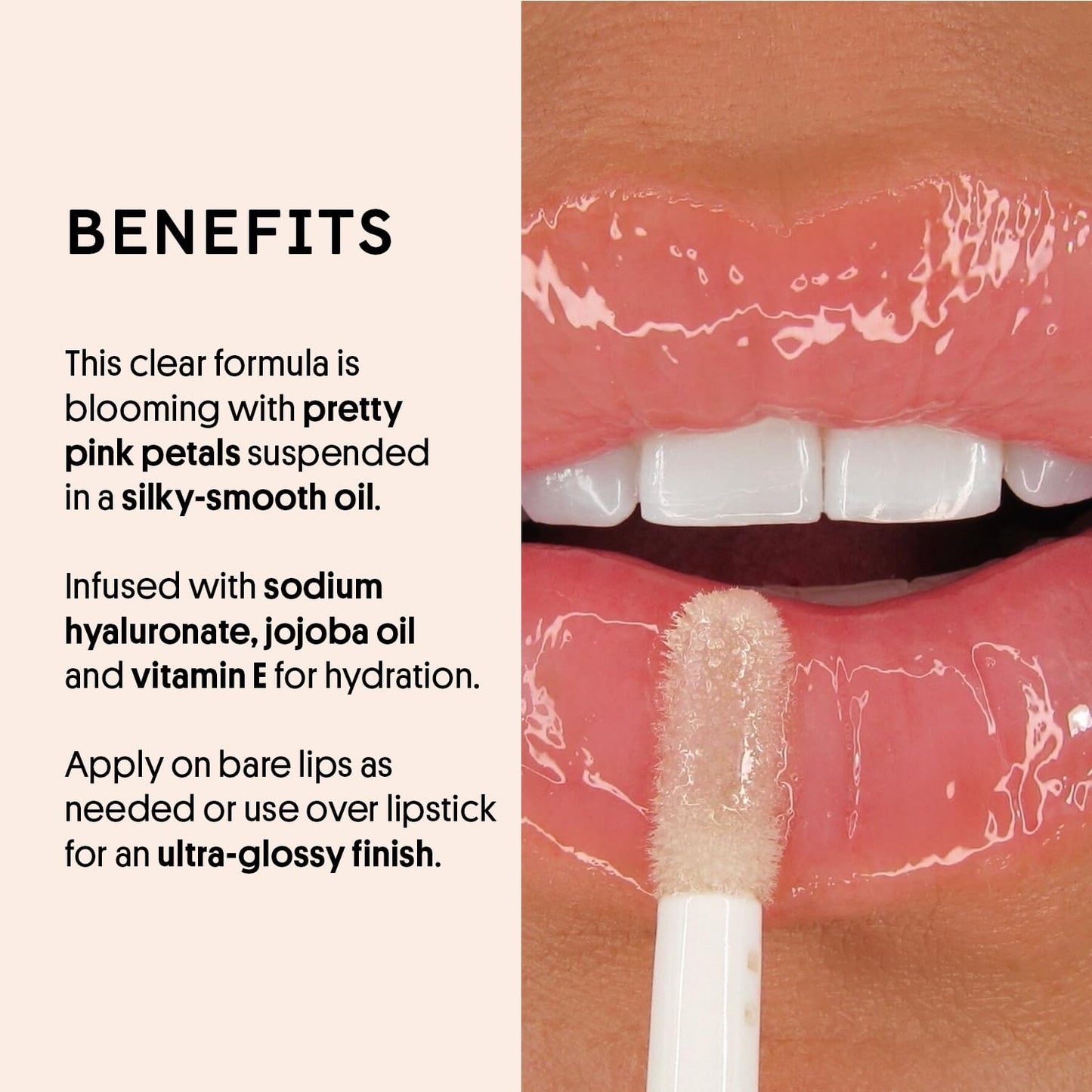 Winky Lux Flower Petal Lip Oil - Silky Shine & Hydrating Non Sticky Lip Gloss, Infused with Real Flower Petals & Nourishing Jojoba Oil, with Soft Vanilla Scent