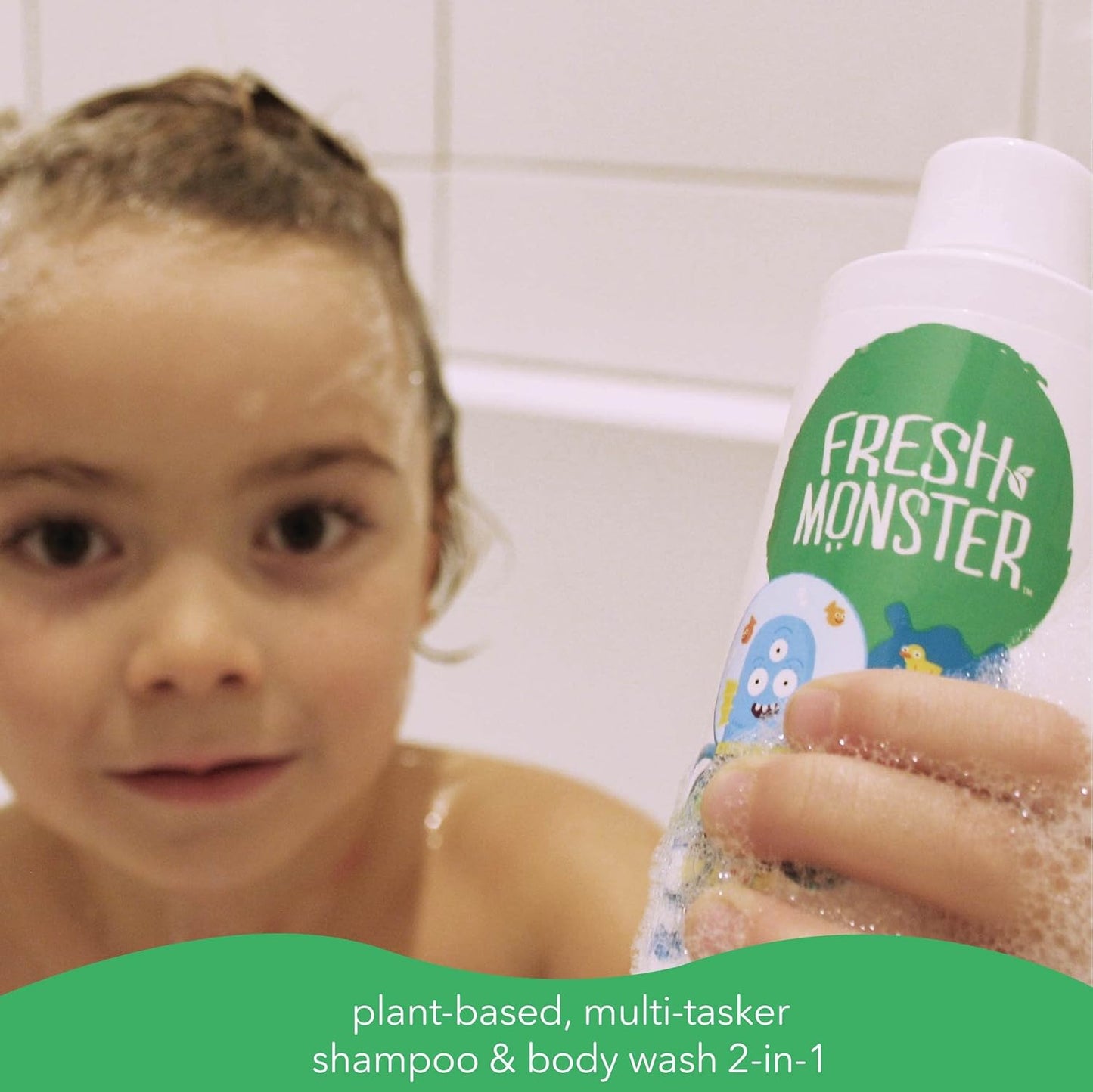 Fresh Monster 2-in-1 Kids Shampoo & Body Wash, Ocean Splash - 8.5oz, Toxin-Free, Hypoallergenic, Natural & PETA Certified Cruelty-Free, Unisex