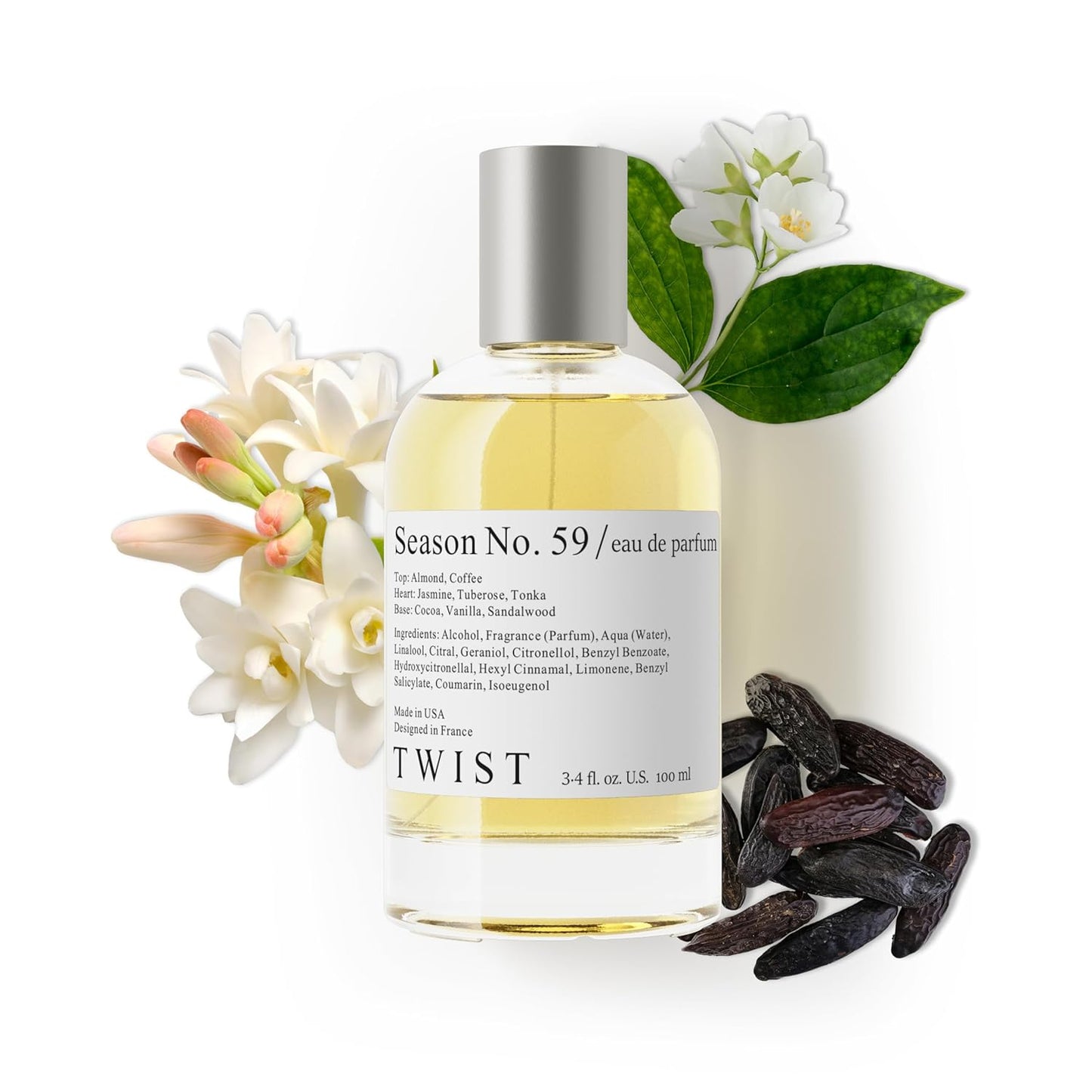Twist Season No. 59 - Eau De Parfum Inspired by C. Herrera G.o.o.d Girl, Long Lasting Perfume For Women, Jasmine, Almond & Vanilla, Vegan Fragrance, Clean Ingredients - Spray 100 ml | 3.4 fl. oz.