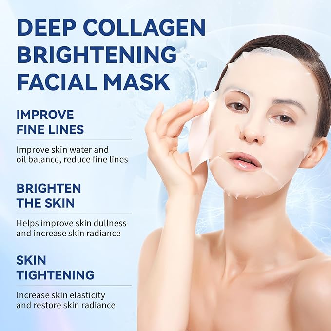 Deep Collagen Anti Wrinkle Lifting Mask, Collagen Mask, Deep Hydrating Firming Overnight Hydrogel Mask, Pore Minimizing, Elasticity Improvement(10PCS)