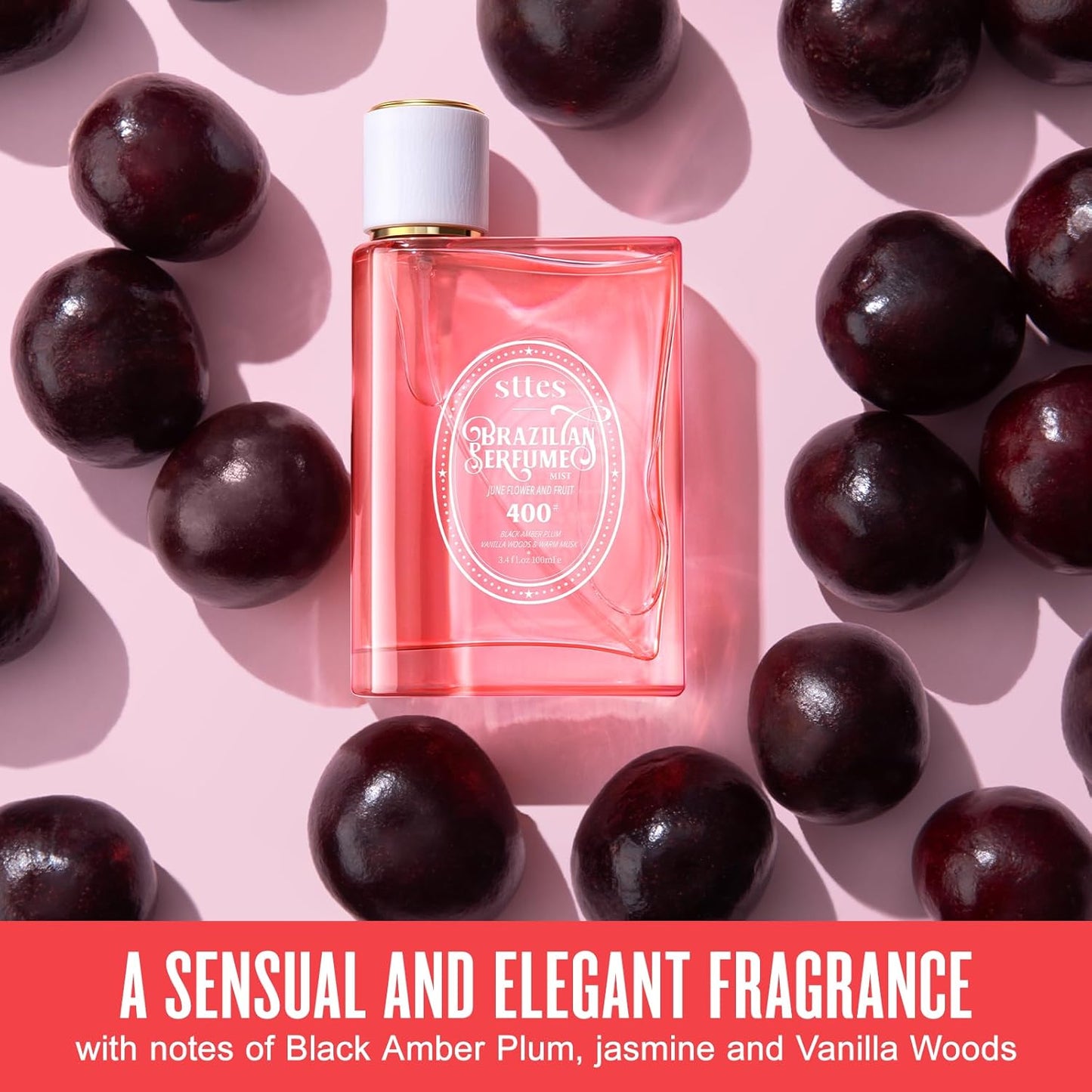 Sttes Perfume 400# (June Flower Fruit) - Eau de Perfume 100ml (3.4fl oz) Flower Fruit Gourmet Tune (Vanilla + Plum + Jasmine + Woody Tone)