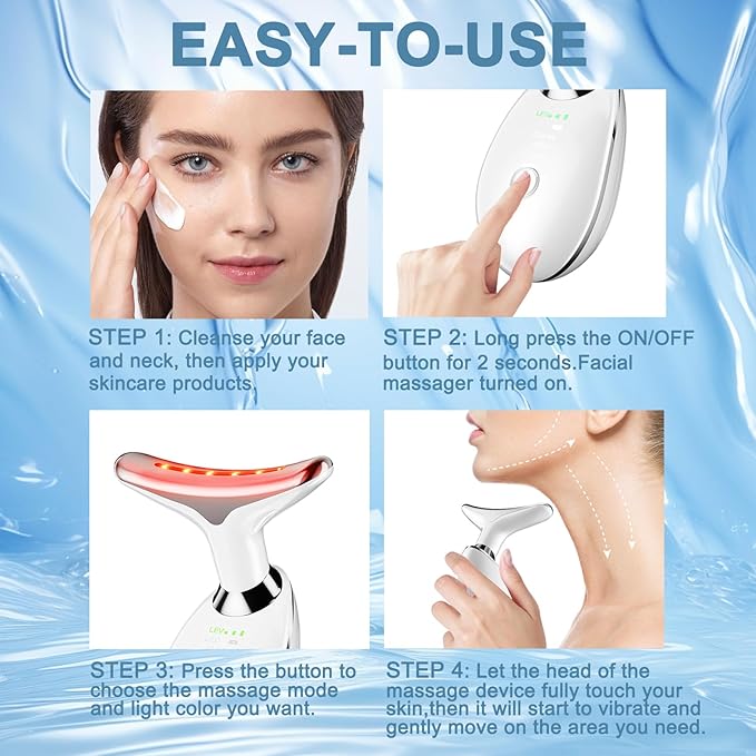 Facial and Neck Massage,3-in-1 Face Tool,Facial Beauty Device for Skin Care (White)