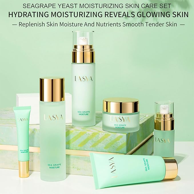 Sea Grape 6 Step Skin Care Set Daily Skin Care Routine With Skincare Set, 6-In-1 Skincare Gift Set With Facial Cleanser, Toner, Serum, Eye Cream, Lotion & Cream