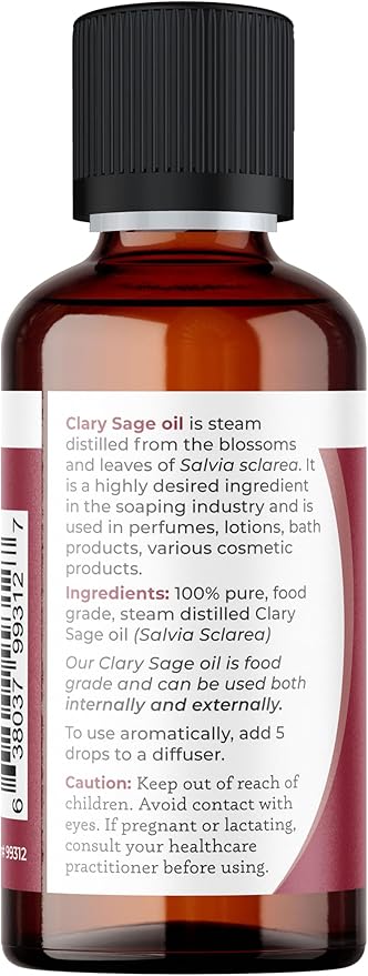 Viva Doria Clary Sage Essential Oil, 100% Pure, Natural Clary Sage Essential Oil, Undiluted, for Aromatherapy | Food Grade, 30 mL (1 Fluid Ounce)