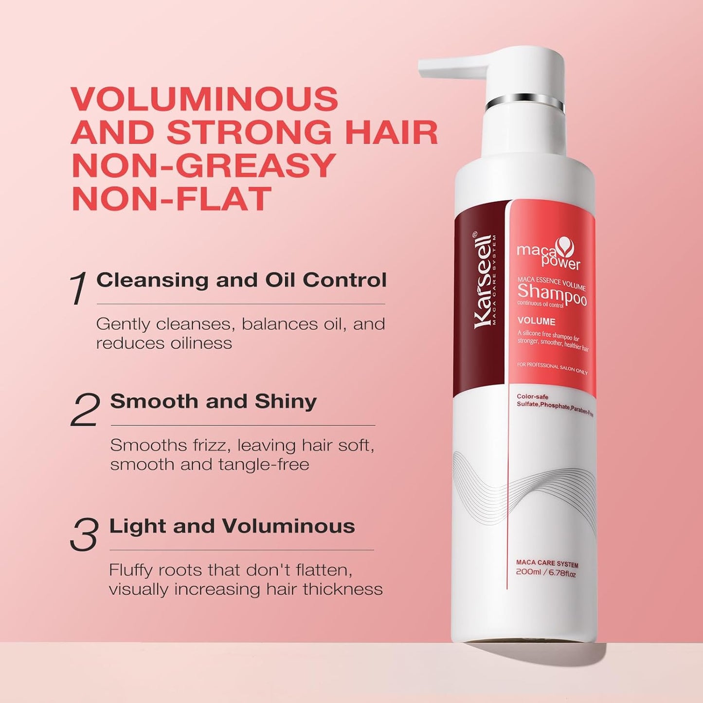 Karseell Volume Shampoo, Lightweight Volume Shampoo For Fine Hair, Adding volume to flat hair 200ml