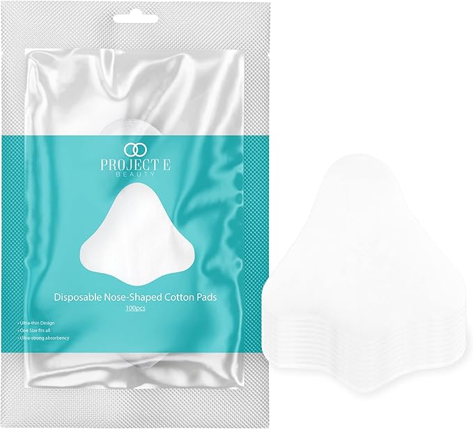 100pcs Disposable DIY Non-Woven Nose Mask Paper by Project E Beauty | Cotton Nose Care Mask | For Skincare & Spa Salon Use | Nose Paper for Toner, Serum, or Lotion (100, Nose Shaped)