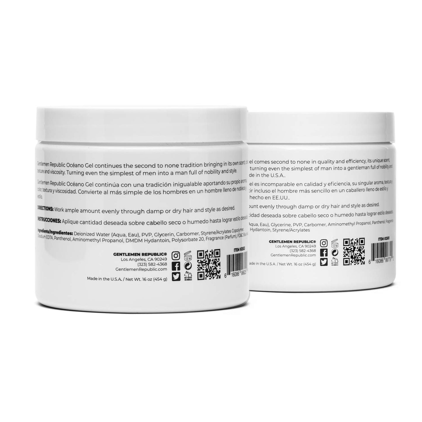 Gentlemen Republic 16oz Refined & Oceano Hair Gel for Men - Provides 24 Hour High Hold & Shine - Premium Mens Hair Styling Products