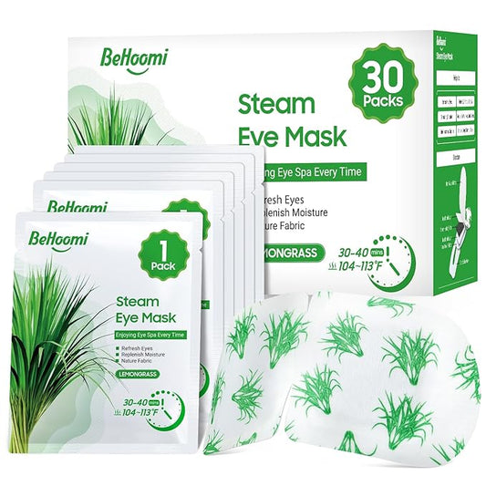 30Packs Steam Eye Mask, Heated Eye Mask Warm Compress for Eyes, Self Heating Warm Eye Masks Disposable Steam Mask for Home Sleep, Spa, Travel Essentials & Relaxation Gifts (Lemongrass)