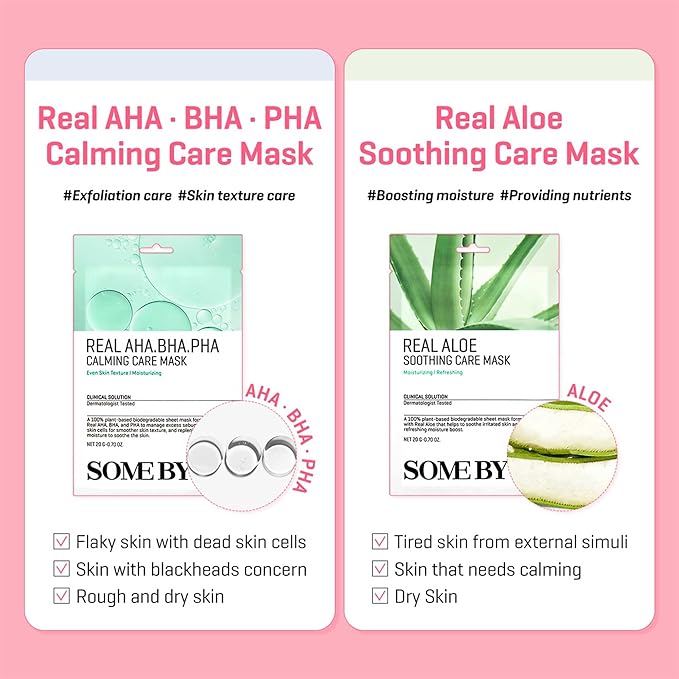 SOME BY MI Real Hyaluron Hydra Care Mask - Pack of 10 - Made from Hyaluronic Acid for Dry and Oily Skin - Daily Vegan Korean Sheet Mask for Skin Moisturizing and Hydrating - Korean Skin Care