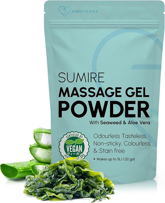 Japanese Nuru Massage Gel Powder 50g - Sumire Edition | Resealable Sachet | Nori Seaweed & Aloe Vera | Made in Japan | Slippery, Odorless, Tasteless, and Stain-Free | Makes Up to 1.32 Gallons of Gel
