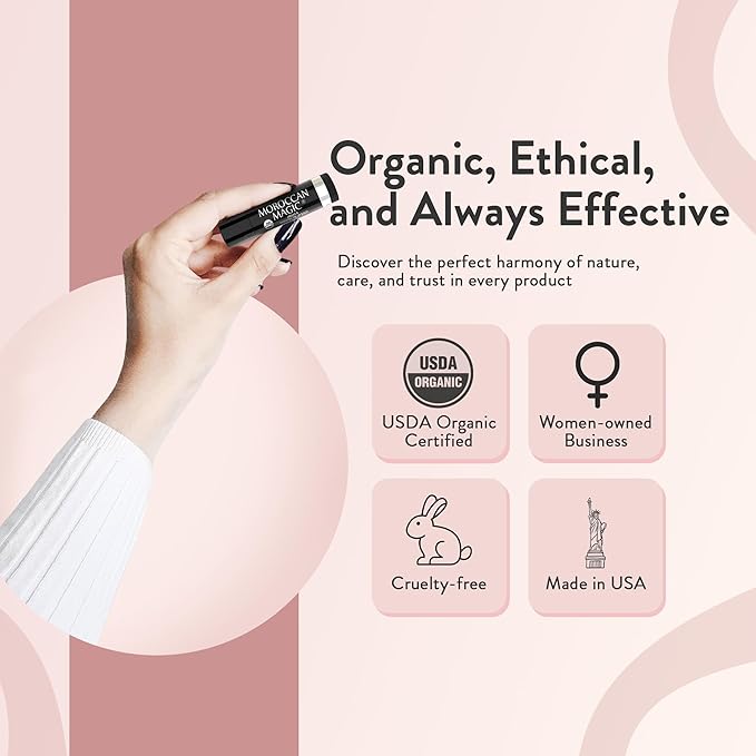 Organic Moroccan Magic Lip Balm 3 Pack | Original Unscented Lip Balm Set | Chapsticks for Dry Lips | Made with Natural Argan, Essential Oils Lip Moisturizer and Vitamin E | Smooth Application