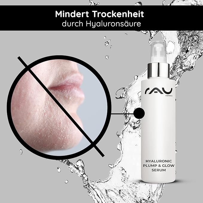 RAU Hyaluronic Plump & Glow Serum (3.38 Fl oz.) - Glow booster & moisturizer - for dry, mature and irritated skin - soothing serum - hydrating concentrate