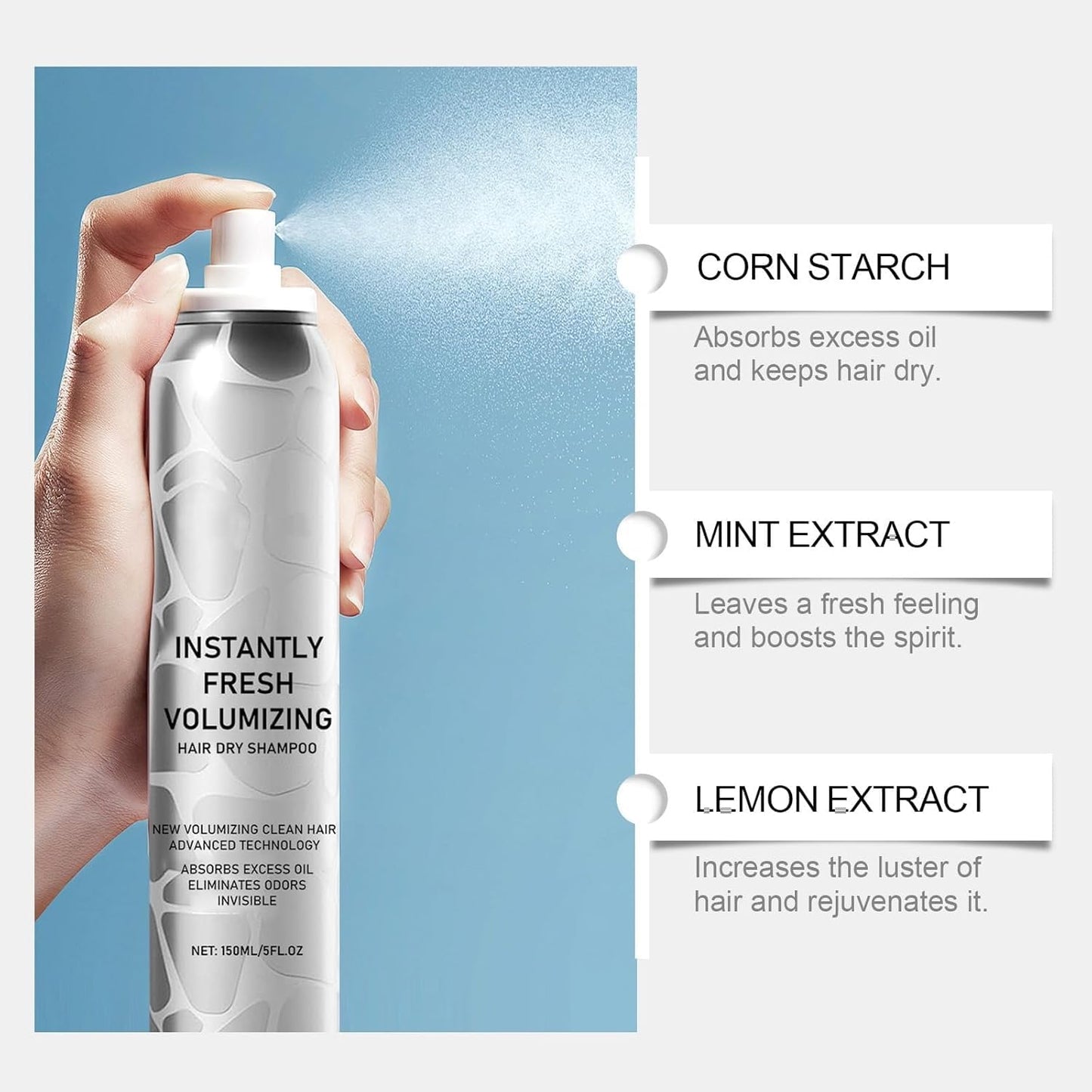 SECONDDAY Volumizing Dry Shampoo Spray for Dark Hair - Instantly Fresh Natural Formula with Added Lift, No White Residue & Travel Size Convenience (1PCS)