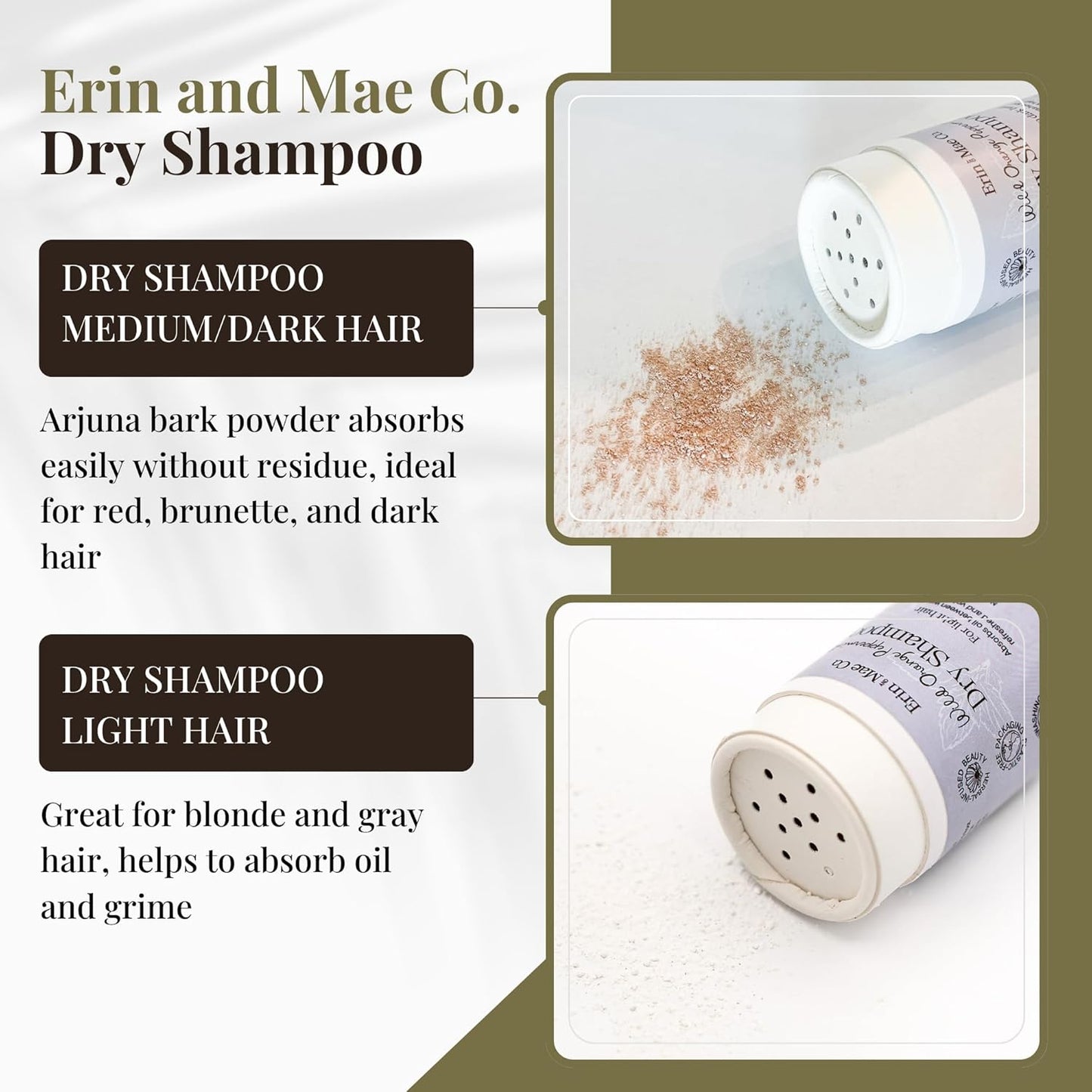 Dry Shampoo Powder | Natural Refreshing Non-Aerosol Organic Shampoo For Women & Men | Artificial Fragrance Free With Less Grease | Travel Size Eco-Friendly Paper Shaker Tube | Light Hair - 2oz