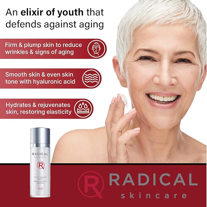 Radical Skincare Youth Infusion Serum - Evens Skin Tone, Reduces Fines Lines & Wrinkles - Hydrates & Smooths Skin - For All Skin Types Including Sensitive Skin - Paraben & Cruelty Free (1 fl oz)