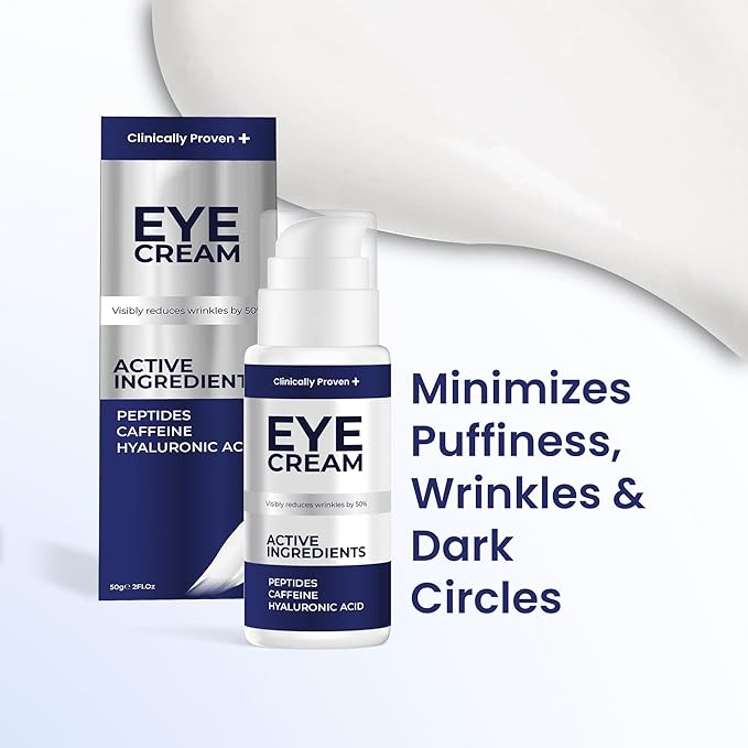 Under Eye Care Bundle: Eye Cream for Dark Circles, Puffiness & Bags with Retinol, Hyaluronic Acid & Caffeine + 30 Pairs Under Eye Patches for Dark Circles & Wrinkles, Anti-Aging Collagen Eye Masks for