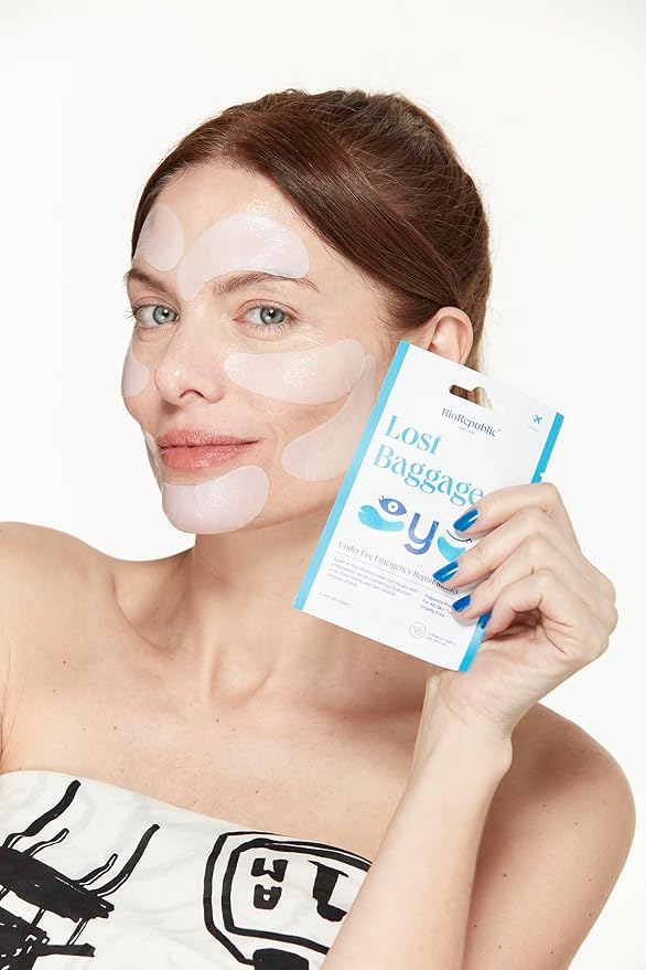 BioRepublic Lost Baggage Under Eye Emergency Repair Mask | Reduces Appearance of Lines, Bags, and Dark Circles Under Eyes | Organic Biocellulose Mask for Moisturization
