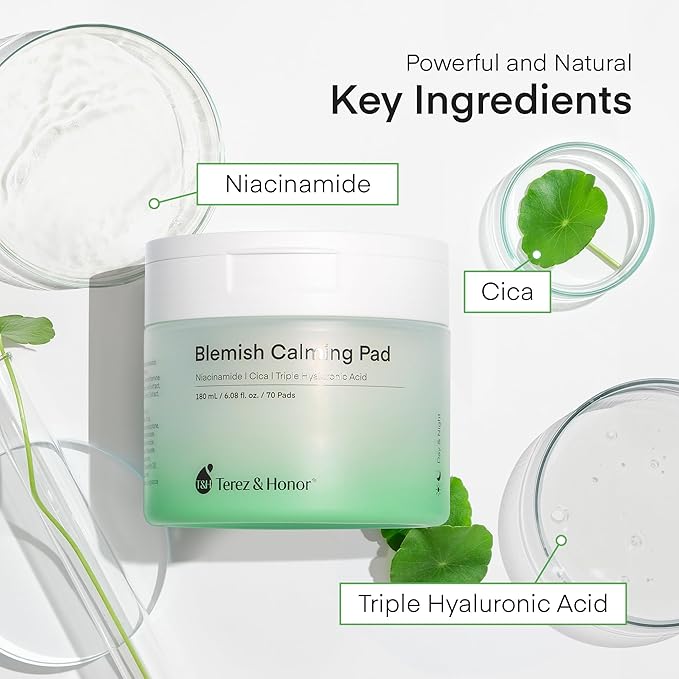 Niacinamide Centella Asiatica Hyaluronic Acid Serum Pad - Korean Brightening, Moisturizer, Deep Hydrating Toner Skincare for Face with Pure Ground Cotton Pad for Routine Facial Care - Made in Korea