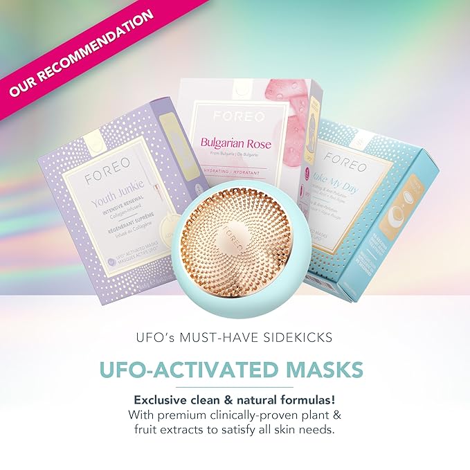 FOREO UFO 3 Deep Face Moisturiser - 5-in-1 Facial Spa - Red Light, Warming, Cooling, Face Massage, Anti Aging - Face Mask Skin Care - Arctic Blue