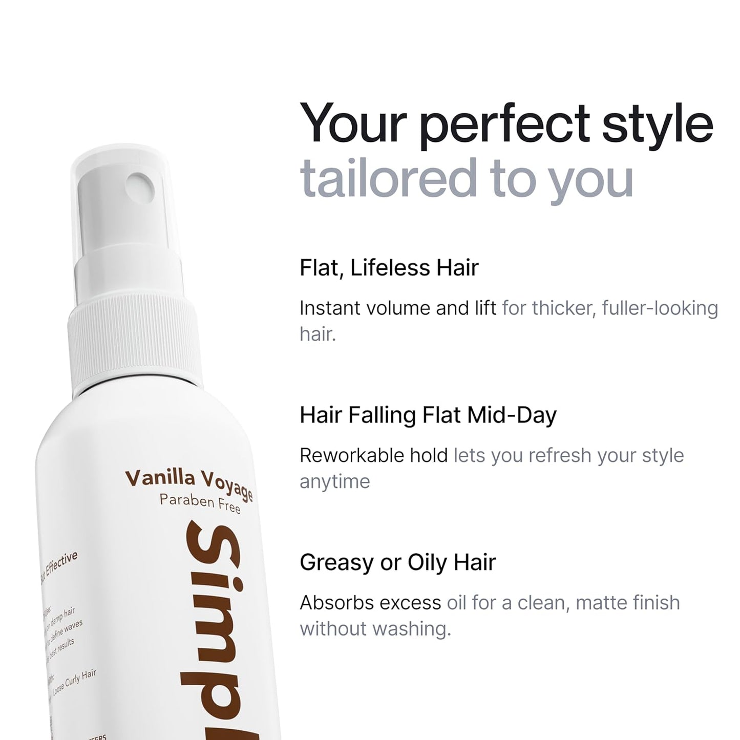 Simpletics Himalayan Sea Salt Hair Spray (Pine Scent) – Natural 5-Ingredient Formula for Beach Waves & Volume – Light Hold, Non-Greasy, Paraben & Sulfate Free – Unisex 8 fl oz