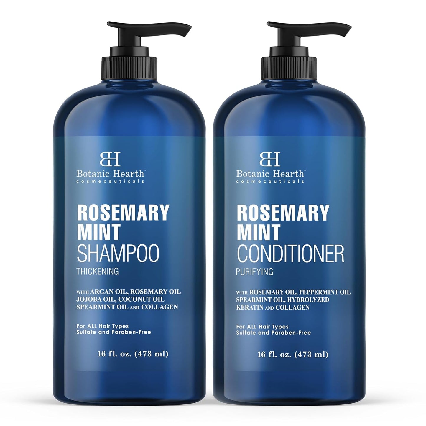 Botanic Hearth Rosemary Mint Shampoo and Conditioner Set, Thickening Formula, Promotes Hair Growth and Scalp Health Sulfate Free & Paraben Free, for Men & Women | 16 fl oz each