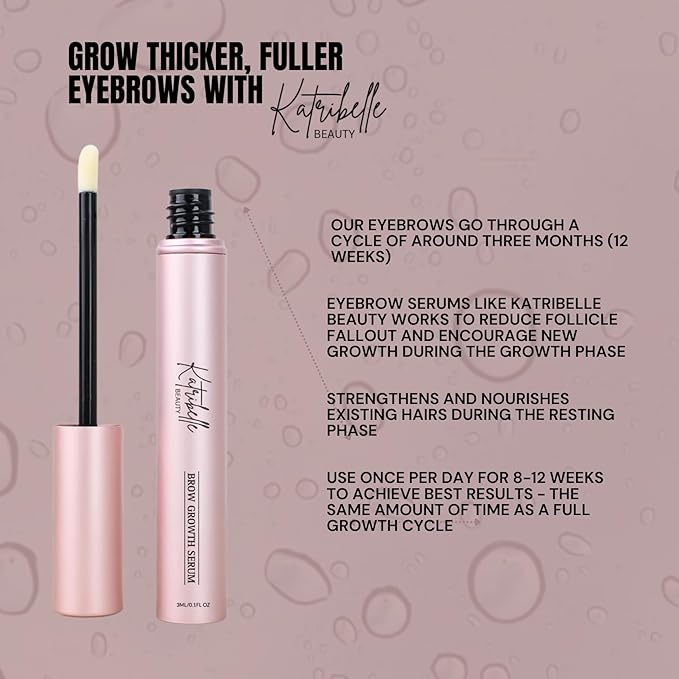 Eyebrow Growth Serum - Naturally Boost Regrowth for Longer, Thicker, Fuller-Looking Brows - Gentle & Effective Enhancing Formula with Biotin & Peptides 3ML