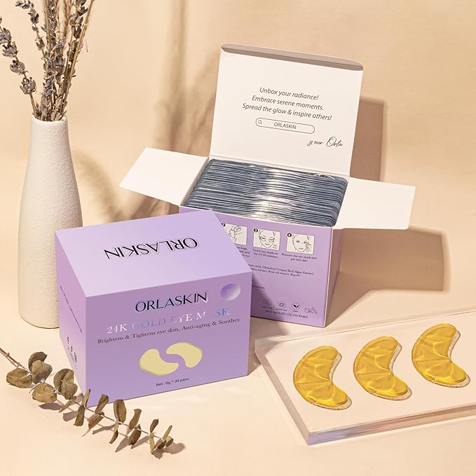 Under Eye Patches,30 Pairs Eye Mask Skin care for Dark Circles, Puffy Eyes, Under eye Bags,Wrinkles,Eye Treatment Skin Care for Men & Women Gift （24K Gold）