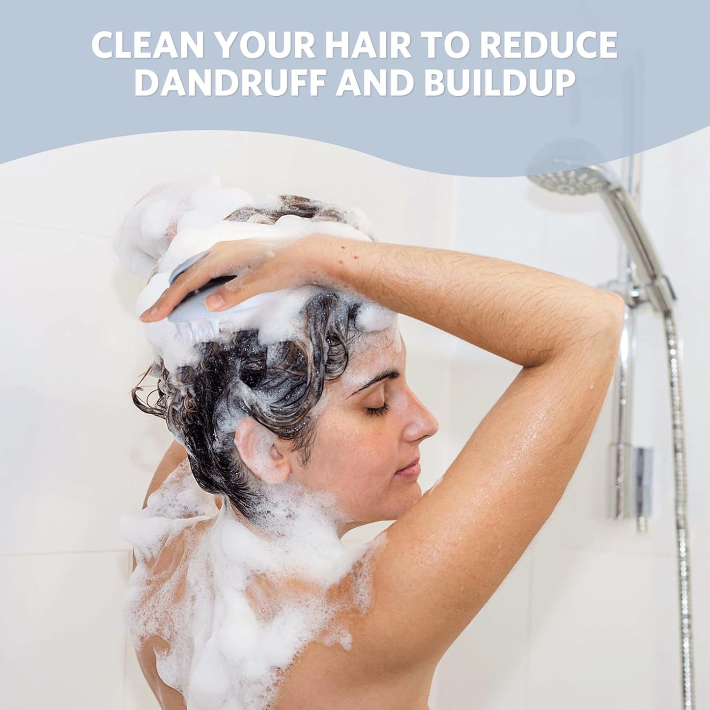 Sndyi Scalp Massager Shampoo Brush, Scalp Scrubber with Soft Silicone Bristles, Scalp Exfoliator for Dandruff Removal, Wheat Straw Hair Scalp Massager for Hair Growth, Wet Dry Scalp Brush, Blue