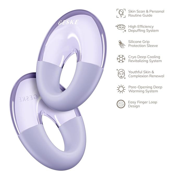 SmartAppGuided™ Cool & Warm Eye Massager | 7 in 1 | Multifunctional Massager | Eyes & Face | Battery-free Cooling & Warming | Firms, Relaxes & De-Puffs Skin | Ring-shaped Design for Easy Grip