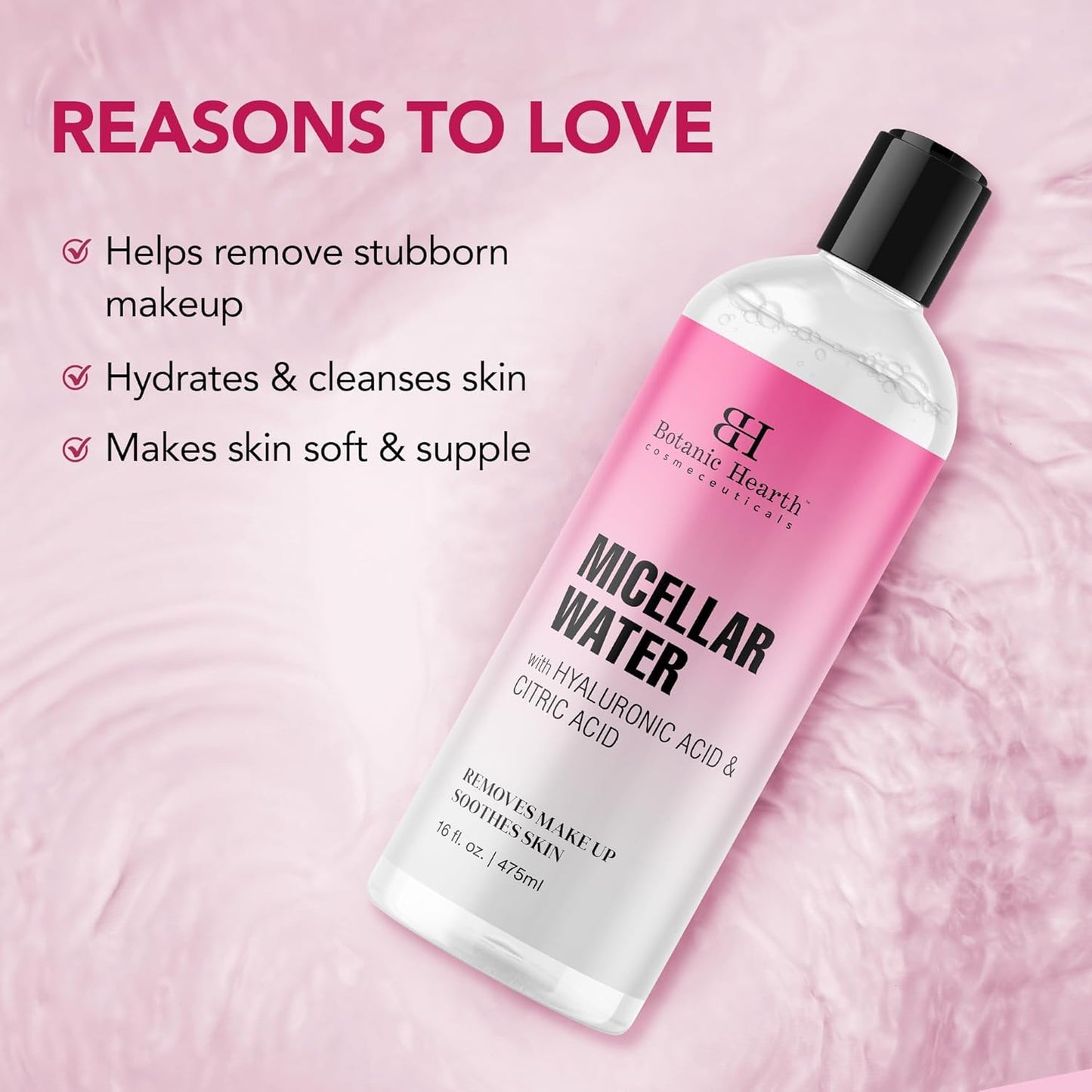 Botanic Hearth Micellar Water | Gently Cleanses, Makeup Remover With Dual|Phase Formula, Pack Of 2 (16 Fl Oz Each) | Suitable For All Skin Types