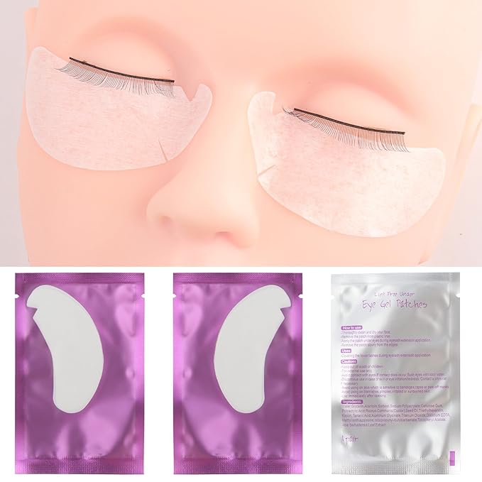 50 Pair V Shape Under Eye Gel Pads Hydrogel Eye Patches For Eyelash Extension, Lint Free Under Hydrogel Eye Mask Pads Lash Extension Supplies (Purple)