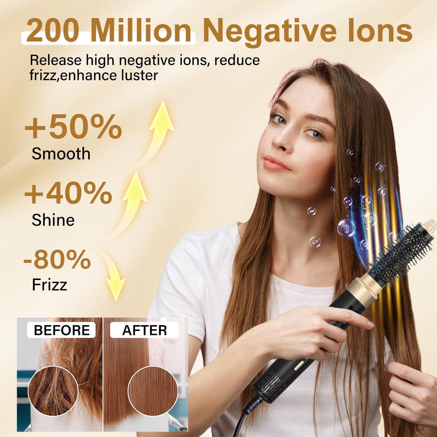 Hair Dryer Brush, 8 in 1 Professional Hot Air Styler, 110,000 RPM High-Speed, Fast Drying - NO Heat Damage Blow Dryer Brush for Curling, Volumizing, and Straightening