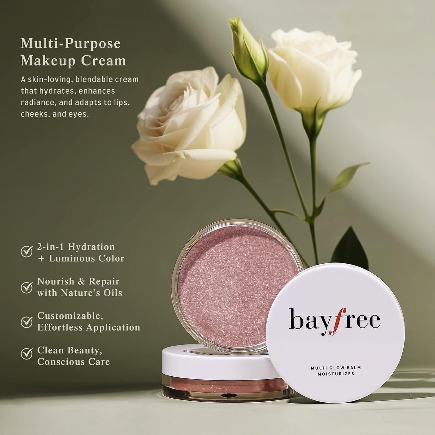 bayfree Multi Glow Balm, Cream Blush for Cheeks, Blush Balm Face Makeup, Radiant Finish, Hydrating, Creamy, Lightweight & Blendable Color, Face Makeup.63 Oz