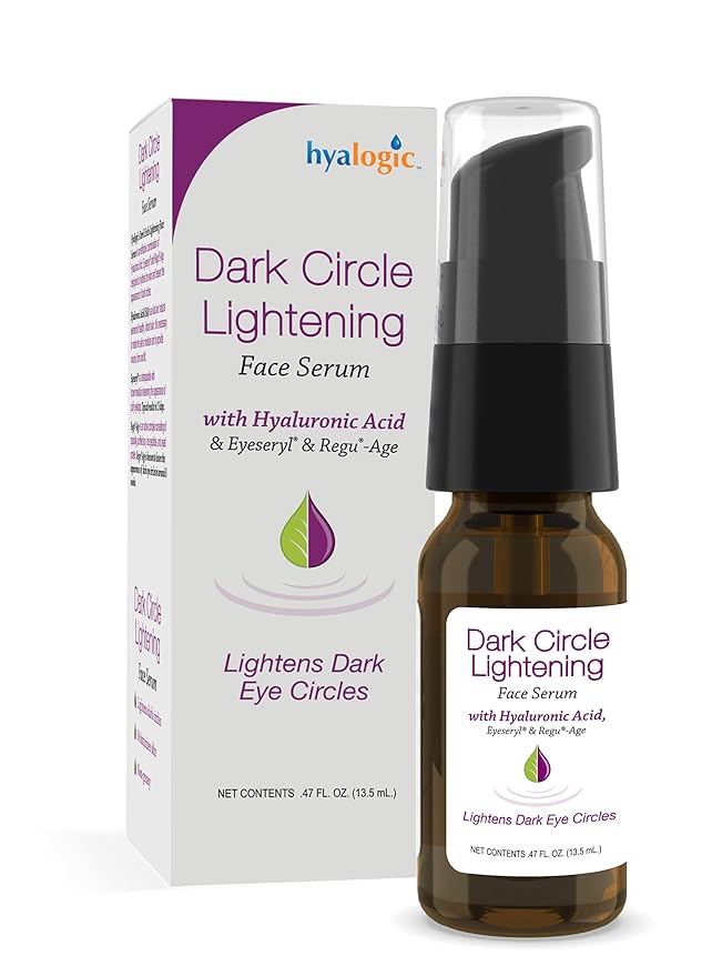 Hyalogic Dark Circle Lightening Face Serum - Treat Under Eye Dark Circles w/Hyaluronic Acid, Eveseryl & Regu-Age - Soothe, Nourish & Rejuvenate Skin - .47oz