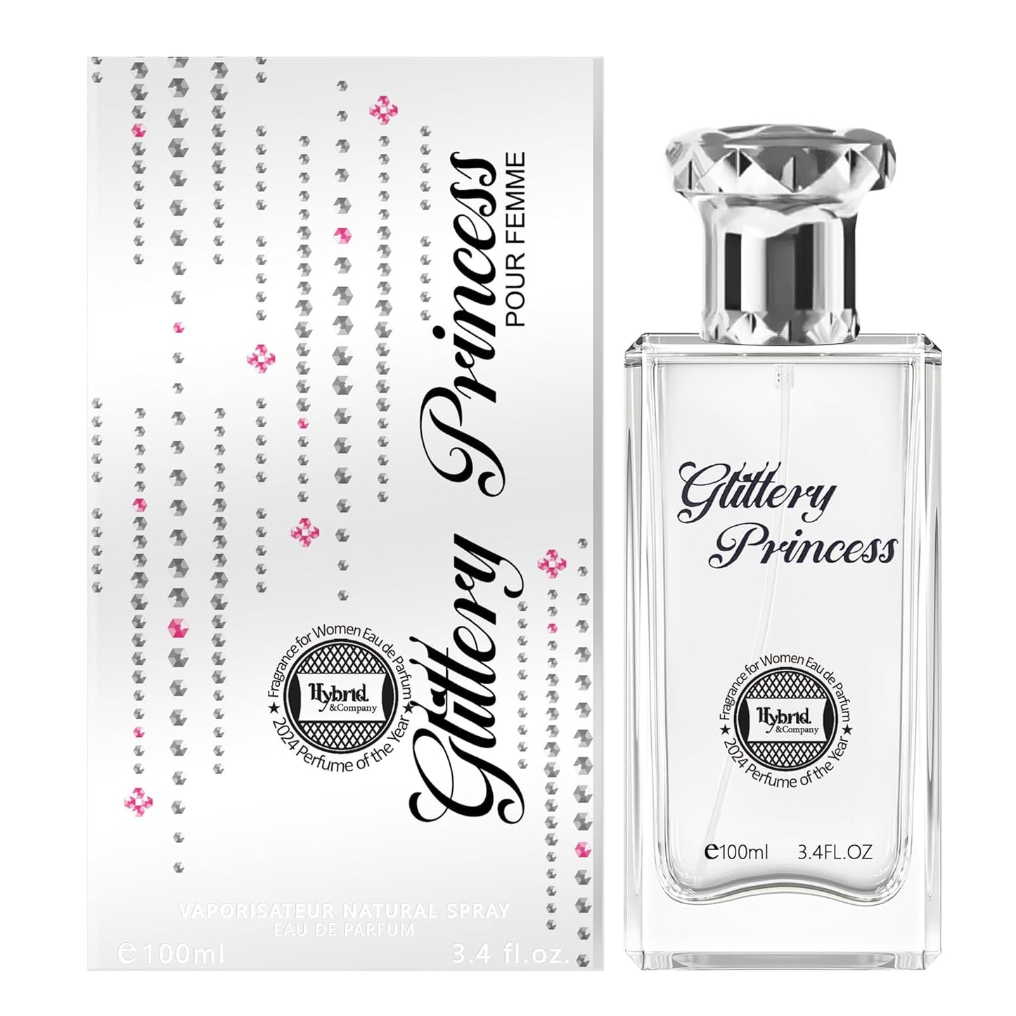 Hybrid & Company Women Glittery Princess Pour Femme Eau De Parfum Vaporisateur Natural Spray 3.4 Fl Oz