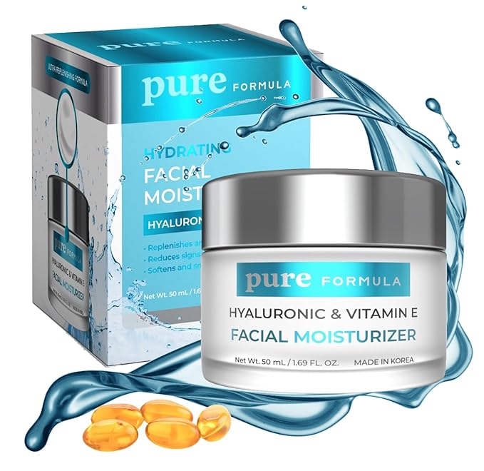 Hyaluronic Acid & Vitamin E Daily Face Moisturizer - Reduce Acne Scars, Fines Lines, Wrinkles, Hydrating Day Cream - Cruelty Free Korean Skin Care For All Skin Types - 1.69 Fl. oz/ 50ml
