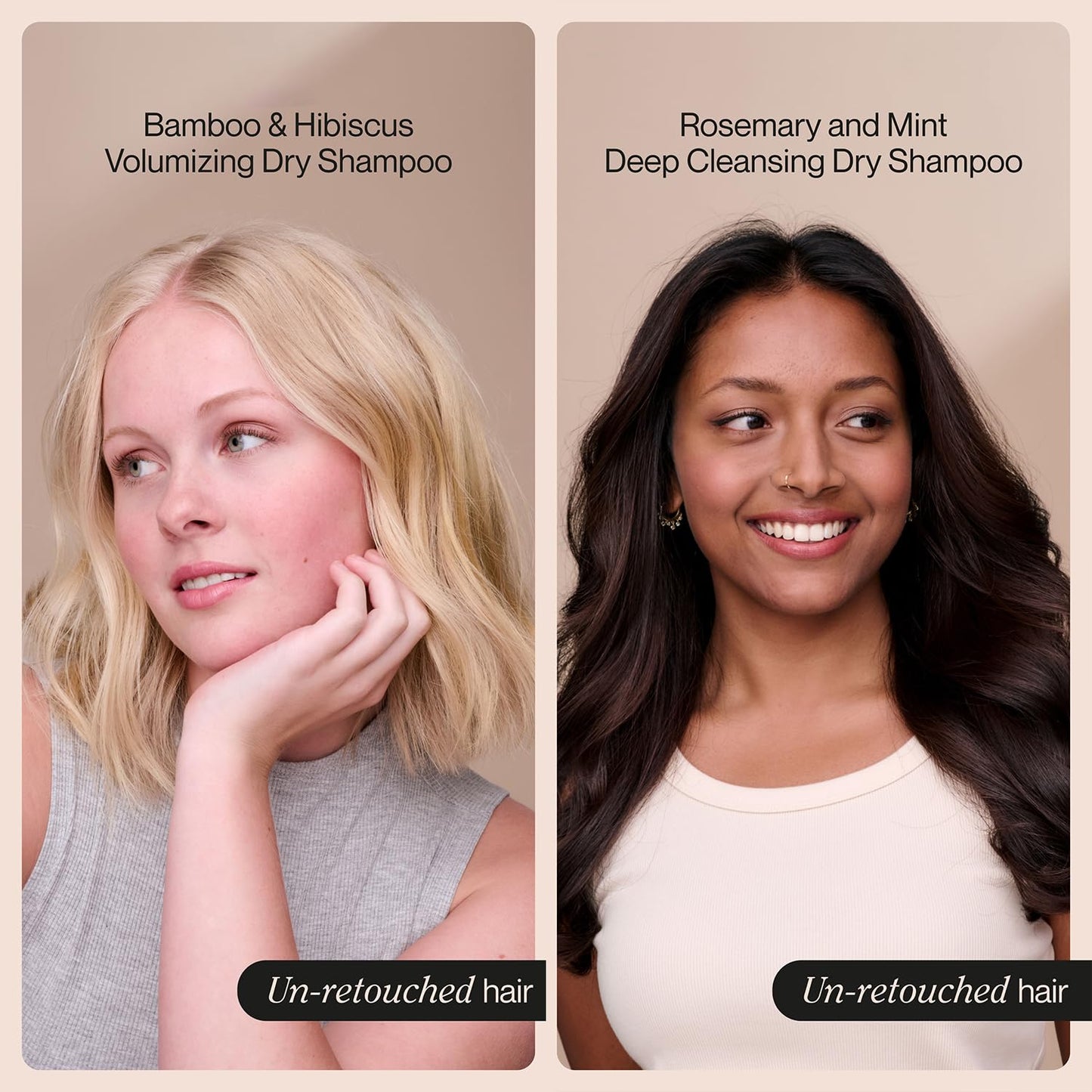 Suave+ Dry Shampoo Spray Variety 2-Pack – Invigorating Rosemary & Mint + Volumizing Bamboo & Hibiscus, 4.3 Oz Ea