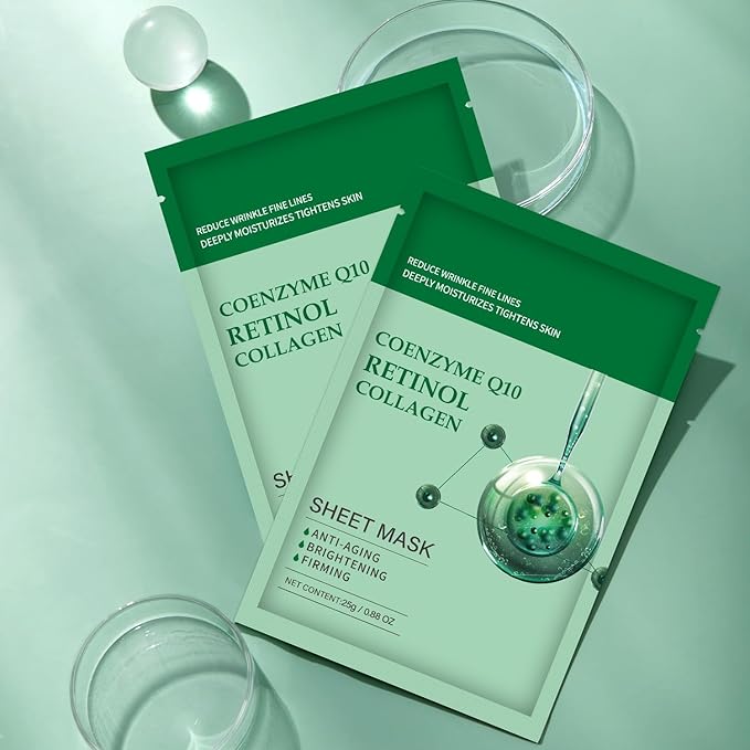 Deep Collagen Face Mask 10 Pack, Overnight Collagen Anti Wrinkle Lifting Mask, Hydrating Mask and Pore Minimizer for Face - Korean Skin Care (Collagen Face Mask)