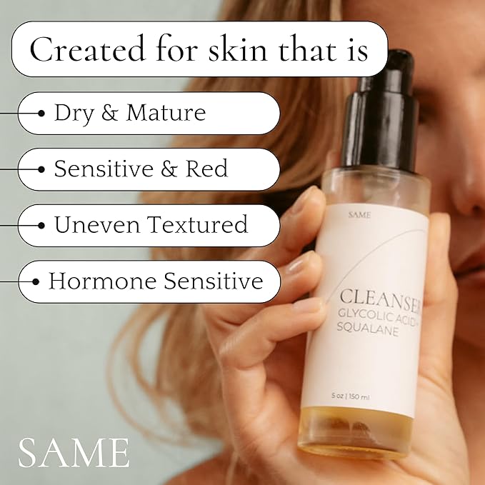 Same Skincare Facial Cleanser 01: Glycolic Acid Squalane Exfoliating Face Wash with Tea Tree Oil, Witch Hazel, Safe & Gentle Hydrating Daily Face Cleanser for Acne, Organic, Cruelty Free, 5 oz