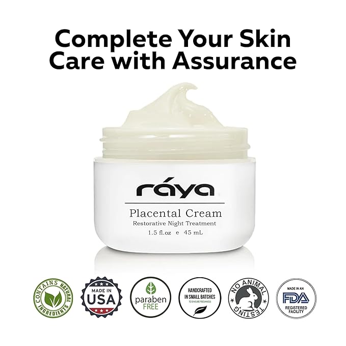 Raya SPA Placental Cream | Restorative Night Cream | Intensive Anti-Aging & Firming Face Moisturizer | Wrinkle Repair Facial Creme for Renewed Tone & Beauty Sleep - Skin Care Essentials