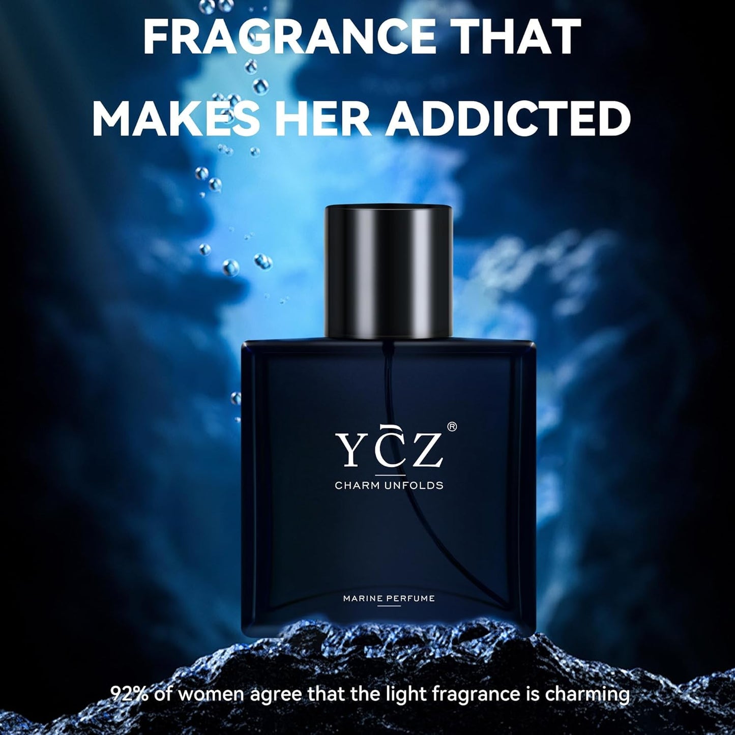 Ycz Charm Unfolds Marine Perfume for Men, 1.7 oz. Long Lasting Eau De Parfum Cologne For Men, Oriental Woody Fragrance - Ideal Special Occasions, Making it the Ideal gentlemen’s Gift (2-Pack).
